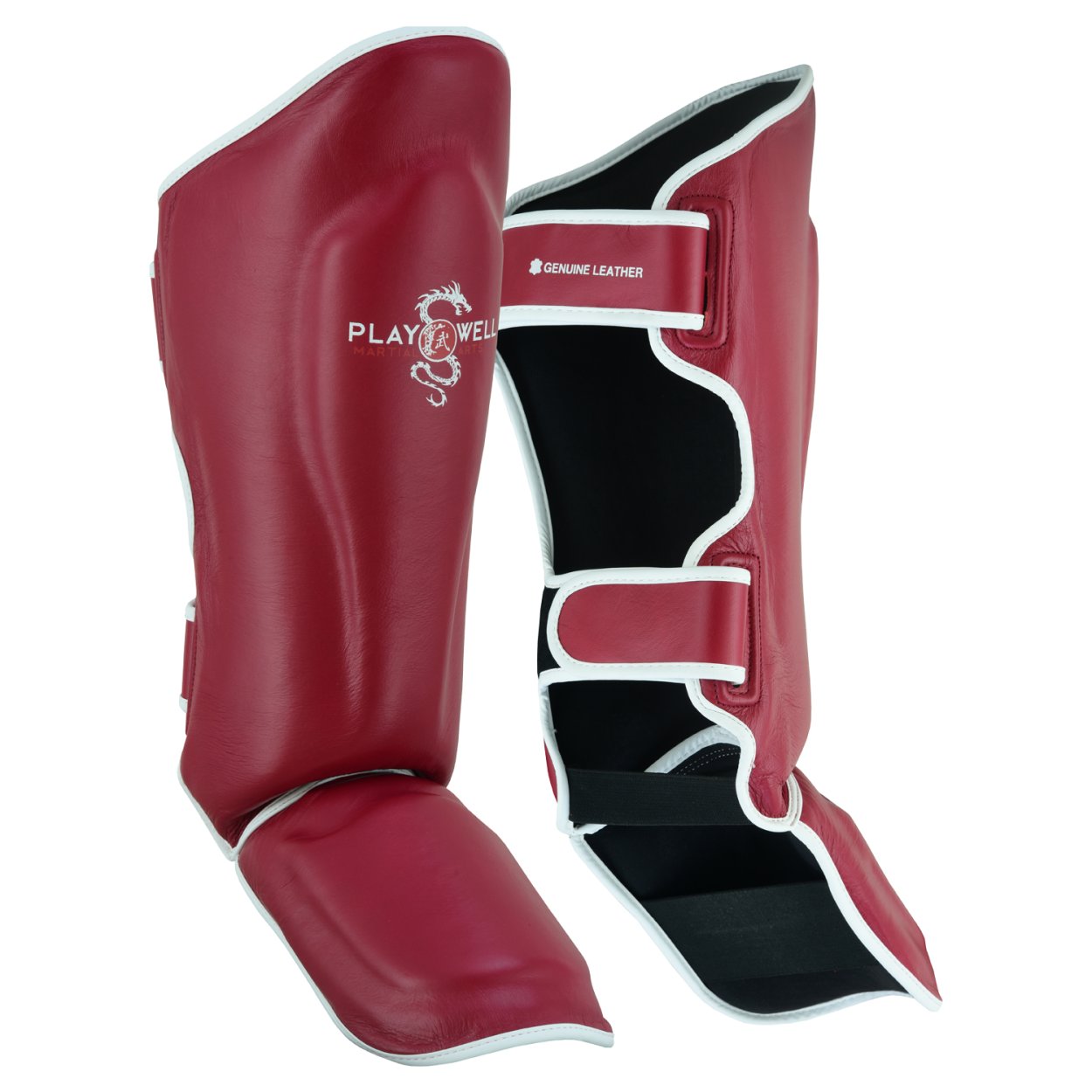 Playwell \"Maroon Series\" Leather Muay Thai Shin Instep Guards