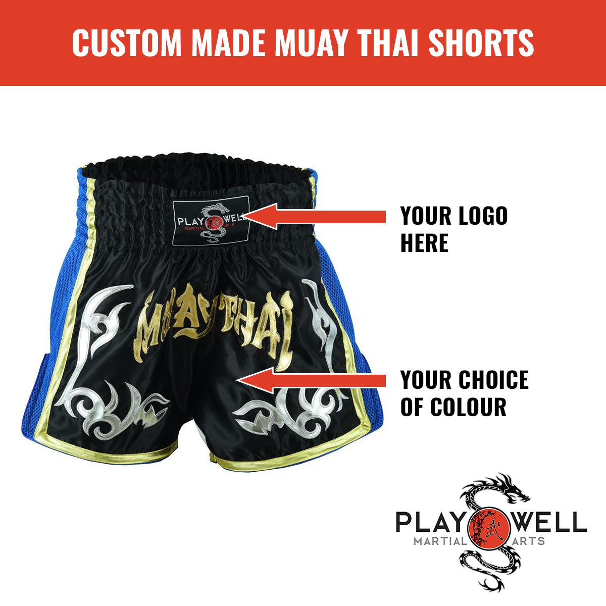 Custom Made Martial Arts Muay Thai Shorts - Your Logo