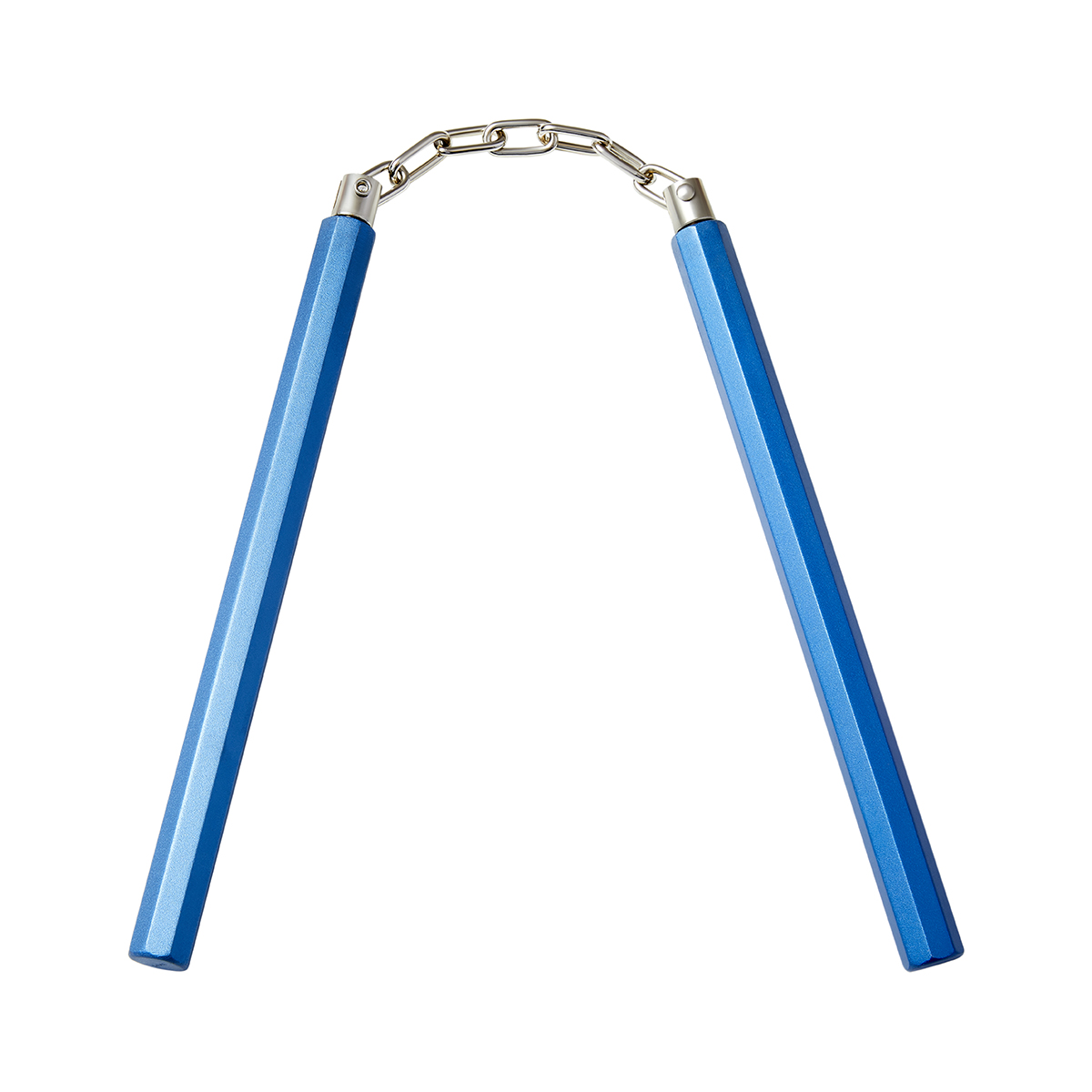Heavy Slim Octagonal Aluminium Nunchaku With Chain: Blue - 10\"