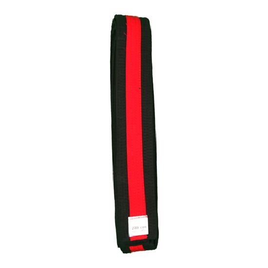 Instructors Black Deluxe 2\" Cotton Belt W/ Red Stripe
